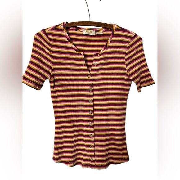 Anthropologie Tops - Anthropologie Striped Button-Down Tee
